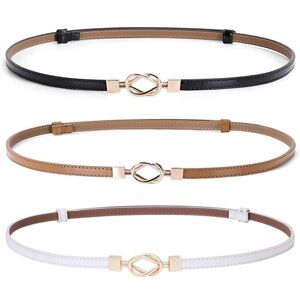 Elegant Women's Belt Set - Black, Tan, and White